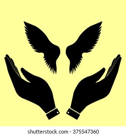 Wings sign. Flat style icon vector illustration.