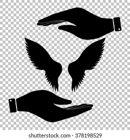 Wings sign. Flat style icon vector illustration.