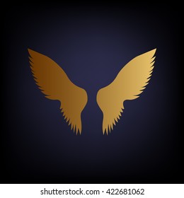Wings sign. Golden style icon