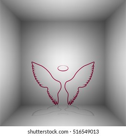 Wings sign illustration. Bordo icon with shadow in the room.