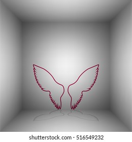 Wings sign illustration. Bordo icon with shadow in the room.