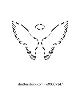 Wings sign illustration. Vector. Black dotted icon on white background. Isolated.