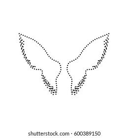 Wings sign illustration. Vector. Black dotted icon on white background. Isolated.