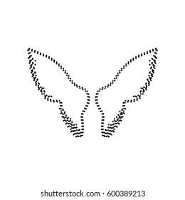 Wings sign illustration. Vector. Black dotted icon on white background. Isolated.