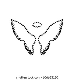 Wings sign illustration. Vector. Black dashed icon on white background. Isolated.