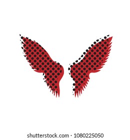 Wings sign illustration. Vector. Brown icon with shifted black circle pattern as duplicate at white background. Isolated.