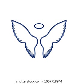 Wings sign illustration. Vector. Flat style black icon on white.