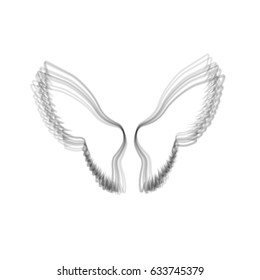 Wings sign illustration. Vector. Gray icon shaked at white background.