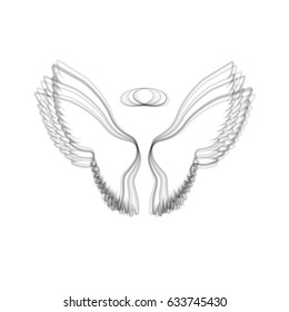 Wings sign illustration. Vector. Gray icon shaked at white background.