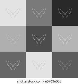 Wings sign illustration. Vector. Grayscale version of Popart-style icon.