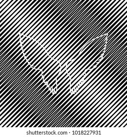 Wings sign illustration. Vector. Icon. Hole in moire background.