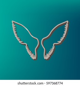 Wings sign illustration. Vector. Icon printed at 3d on sea color background.