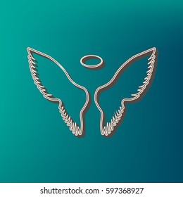Wings sign illustration. Vector. Icon printed at 3d on sea color background.