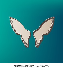 Wings sign illustration. Vector. Icon printed at 3d on sea color background.