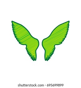 Wings sign illustration. Vector. Lemon scribble icon on white background. Isolated