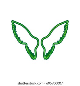 Wings sign illustration. Vector. Lemon scribble icon on white background. Isolated