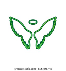 Wings sign illustration. Vector. Lemon scribble icon on white background. Isolated