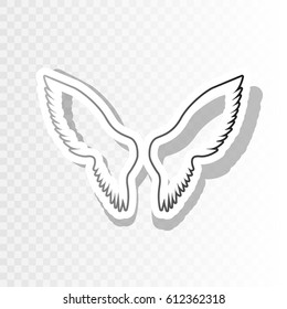 Wings sign illustration. Vector. New year blackish icon on transparent background with transition.