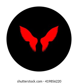 Wings sign. Red vector icon