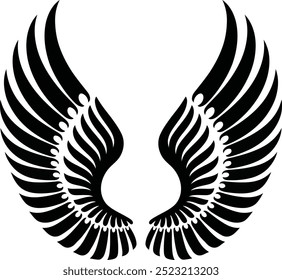 Wings silhouette design elements, Angel Wings Silhouettes Angel Wings, hand drawn bird or angel wings of different shape in open position.