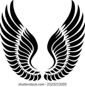 Wings silhouette design elements, Angel Wings Silhouettes Angel Wings, hand drawn bird or angel wings of different shape in open position.