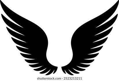 Wings silhouette design elements, Angel Wings Silhouettes Angel Wings, hand drawn bird or angel wings of different shape in open position.