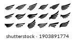 Wings silhouette icons set. Wings badges. Vector concept for logo or emblem design.