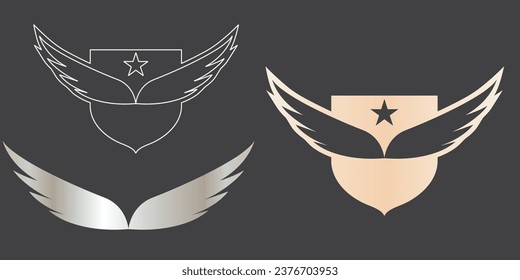 Wings silhouette icons set. Vector concept for logo or emblem design. icons set. Set of black wings icons. Wings badges. Set of wings icons