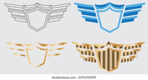 Wings silhouette icons set. Vector concept for logo or emblem design. icons set. Set of black wings icons. Wings badges. Set of wings icons