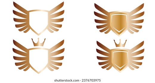 Iconos de silueta de alas ajustados. Concepto vectorial para el diseño de logotipo o emblema. conjunto de iconos. Juego de iconos de las alas negras. Insignias de Wings. Juego de iconos de alas