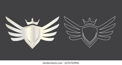 Wings silhouette icons set. Vector concept for logo or emblem design. icons set. Set of black wings icons. Wings badges. Set of wings icons
