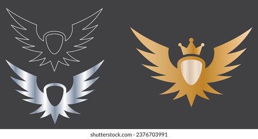 Wings silhouette icons set. Vector concept for logo or emblem design. icons set. Set of black wings icons. Wings badges. Set of wings icons