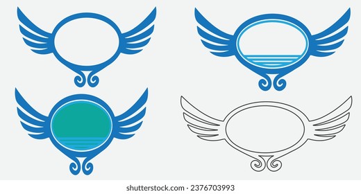 Iconos de silueta de alas ajustados. Concepto vectorial para el diseño de logotipo o emblema. conjunto de iconos. Juego de iconos de las alas negras. Insignias de Wings. Juego de iconos de alas