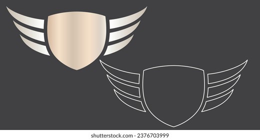 Wings silhouette icons set. Vector concept for logo or emblem design. icons set. Set of black wings icons. Wings badges. Set of wings icons