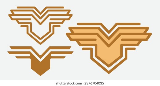 Wings silhouette icons set. Vector concept for logo or emblem design. icons set. Set of black wings icons. Wings badges. Set of wings icons