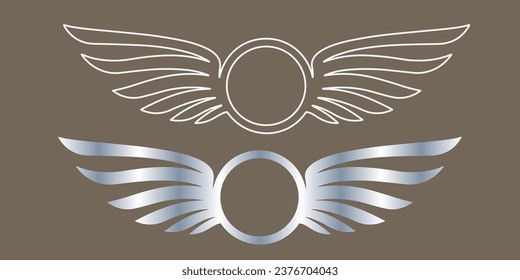 Wings silhouette icons set. Vector concept for logo or emblem design. icons set. Set of black wings icons. Wings badges. Set of wings icons