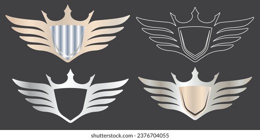 Iconos de silueta de alas ajustados. Concepto vectorial para el diseño de logotipo o emblema. conjunto de iconos. Juego de iconos de las alas negras. Insignias de Wings. Juego de iconos de alas