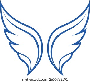 Wings Silhouette Line Art Vector Illustration On White Background