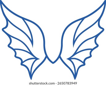 Wings Silhouette Line Art Vector Illustration On White Background