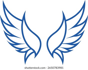 Wings Silhouette Line Art Vector Illustration On White Background