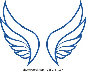Wings Silhouette Line Art Vector Illustration On White Background