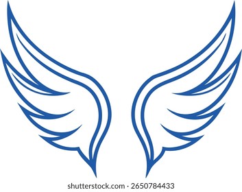 Wings Silhouette Line Art Vector Illustration On White Background