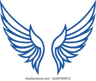 Wings Silhouette Line Art Vector Illustration On White Background