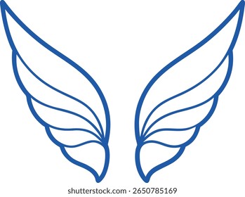 Wings Silhouette Line Art Vector Illustration On White Background