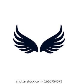 Wings silhouette style icon design, animal feather bird angel wildlife flight freedom and tattoo theme Vector illustration