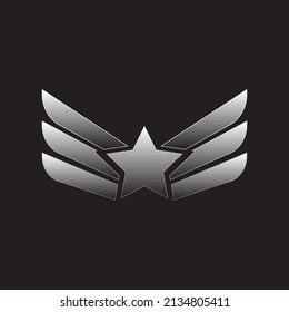 Wings silver emblem. Military emblem design.