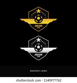 wings silver gold soccer logo vector