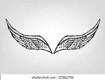 Wings sketch collection cartoon Vector illustration. Editable Doodle Artwork