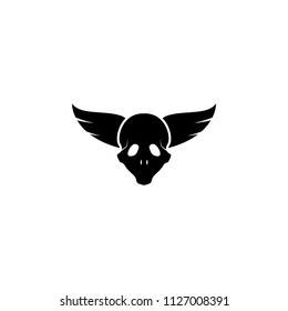 wings and skull icon. Element of tattoo icon for mobile concept and web apps. Glyph style wings and skull icon can be used for web and mobile on gray background