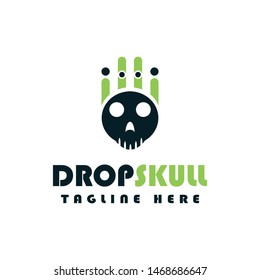 Wings Skull Logo, Vector illustration of colored skull 